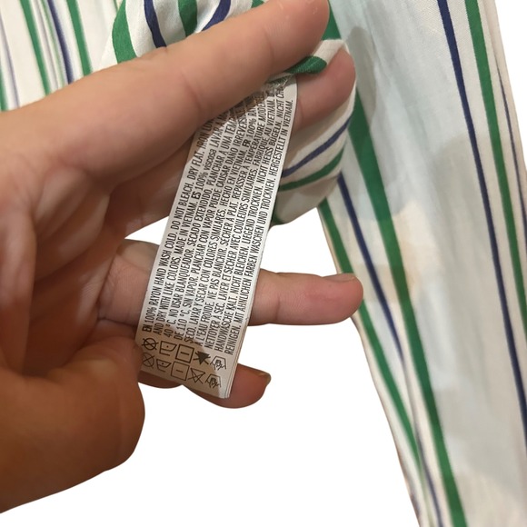 Forever 21 Striped Tie-Front Top Long Sleeve Button Down Shirt Medium 100% Rayon - Picture 6 of 8